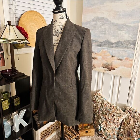 Zara Woman Dark Grey Business Casual One Button Contemporary Blazer Jacket. - Picture 9 of 13